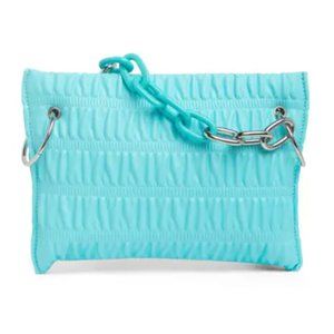 HOUSE OF WANT Vegan Leather Sky Blue Acrylic Chain Drop Purse Shoulder Bag NWT